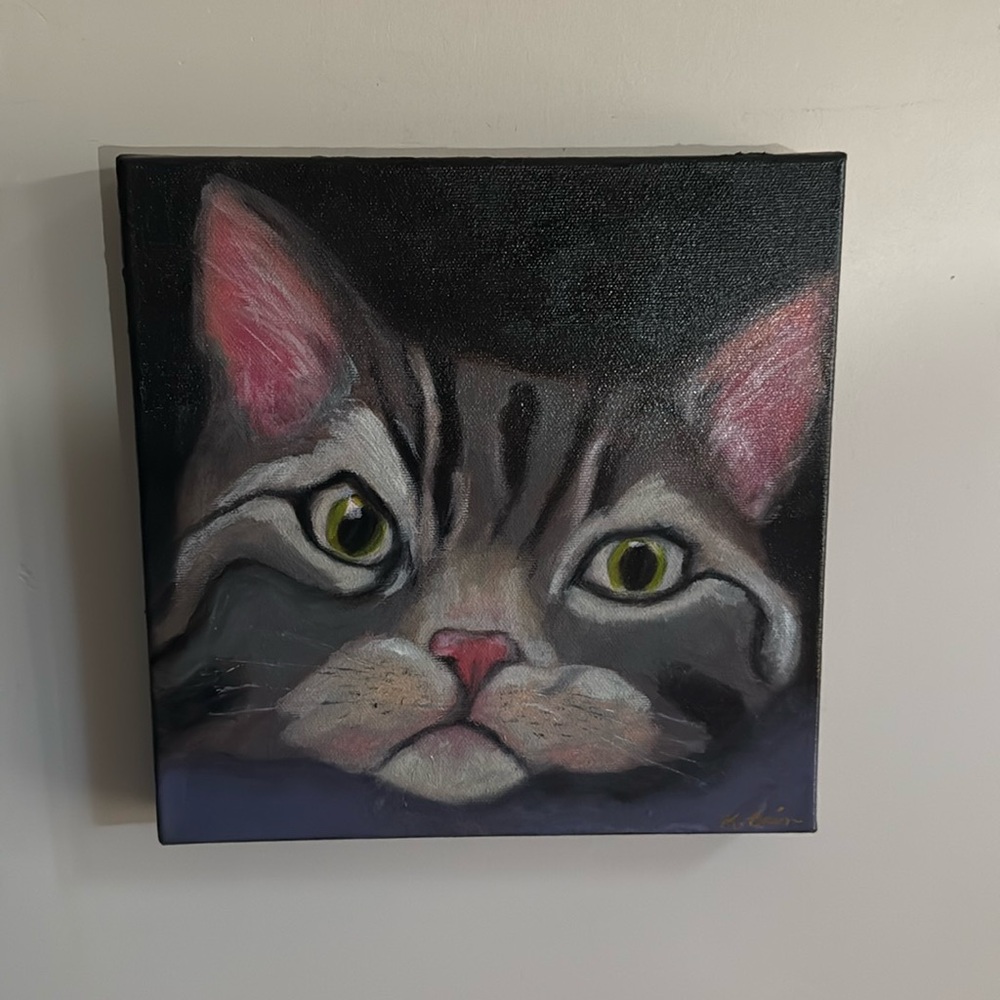 Cat oil painting